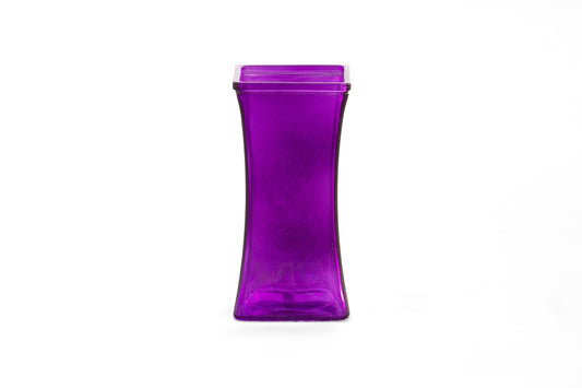 Flared Square Glass Vase Purple-9.00"H