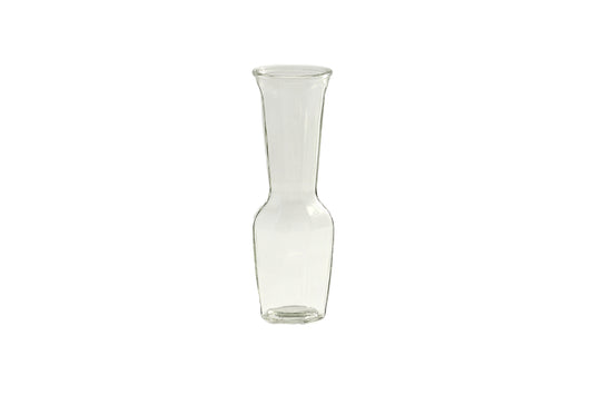 Glass Bud Vase With Hexagon Base Clear-9.00"H