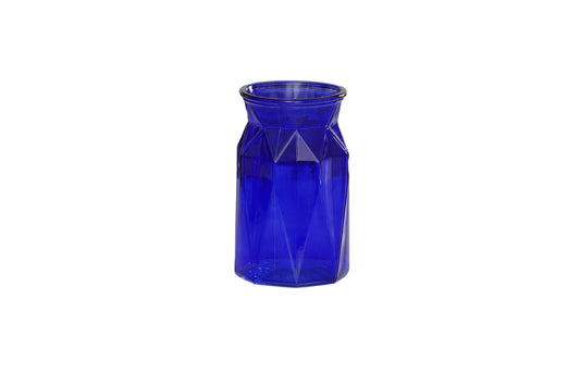 Machine Made Glass Vase Blue-7.00''H