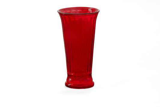 Ribbed Glass Vase Red-10.50''H