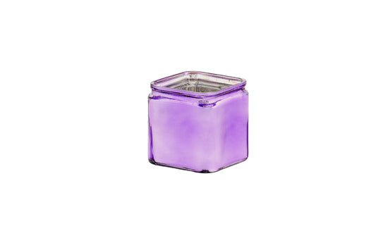 Machine Made Glass Cube Vase With Purple-5.00''H