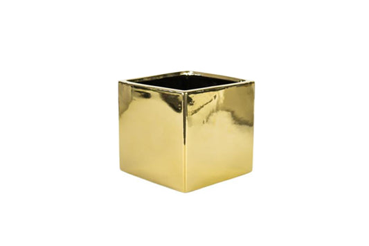 6x6x6 Square Gold Glass Vase